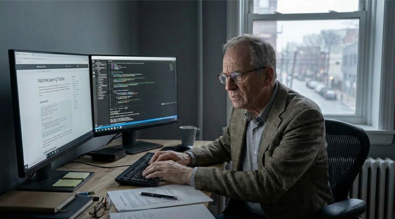 Experienced professional confidently using AI tools